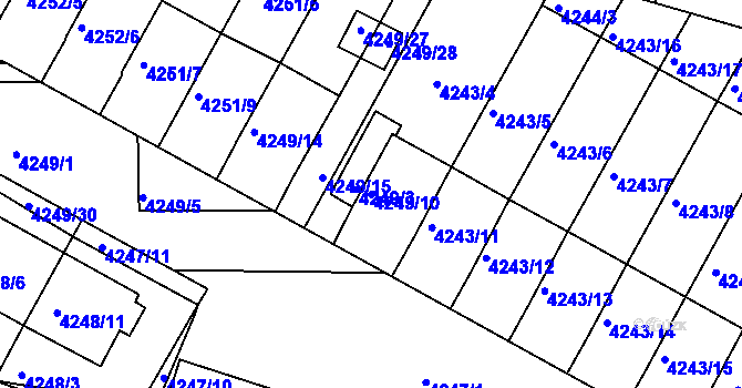 Parcela st. 4243/10 v KÚ Boskovice, Katastrální mapa