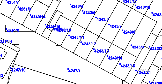 Parcela st. 4243/12 v KÚ Boskovice, Katastrální mapa