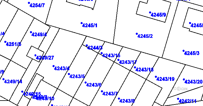 Parcela st. 4243/16 v KÚ Boskovice, Katastrální mapa