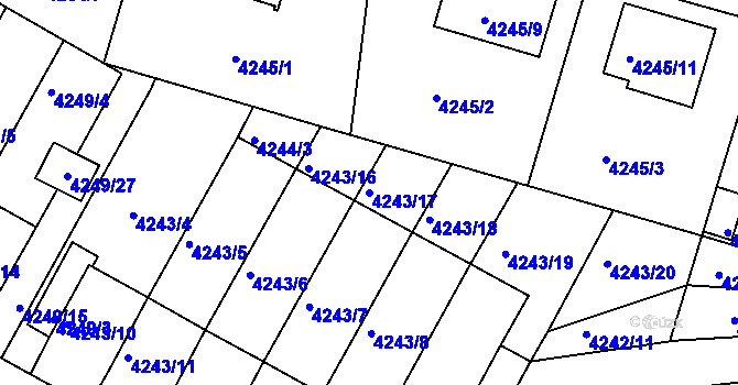 Parcela st. 4243/17 v KÚ Boskovice, Katastrální mapa