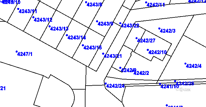 Parcela st. 4243/21 v KÚ Boskovice, Katastrální mapa