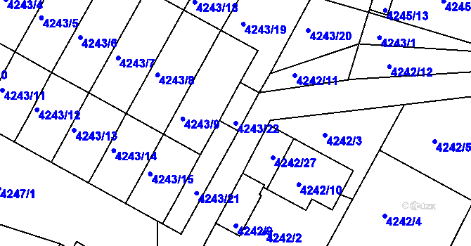 Parcela st. 4243/22 v KÚ Boskovice, Katastrální mapa
