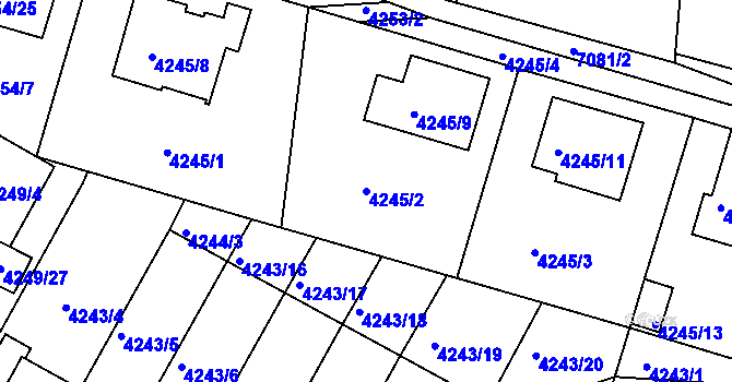 Parcela st. 4245/2 v KÚ Boskovice, Katastrální mapa