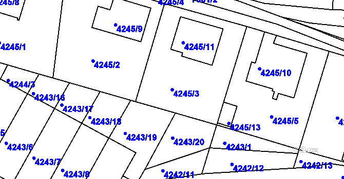 Parcela st. 4245/3 v KÚ Boskovice, Katastrální mapa