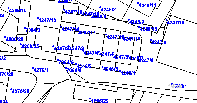 Parcela st. 4247/5 v KÚ Boskovice, Katastrální mapa