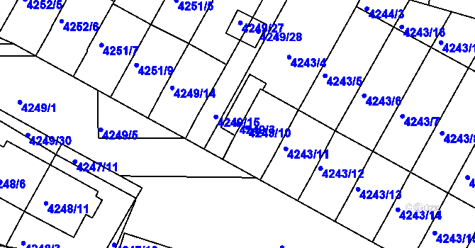 Parcela st. 4249/3 v KÚ Boskovice, Katastrální mapa