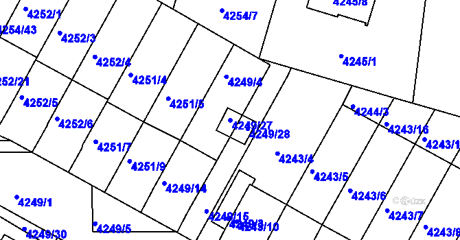 Parcela st. 4249/27 v KÚ Boskovice, Katastrální mapa