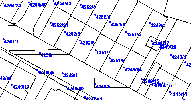 Parcela st. 4251/7 v KÚ Boskovice, Katastrální mapa