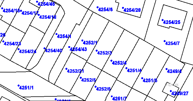 Parcela st. 4252/3 v KÚ Boskovice, Katastrální mapa