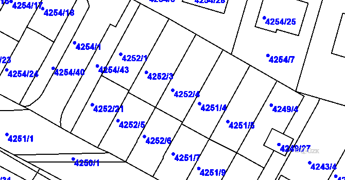 Parcela st. 4252/4 v KÚ Boskovice, Katastrální mapa