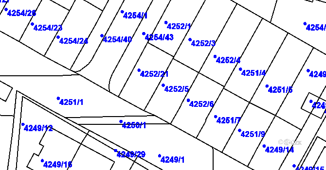 Parcela st. 4252/5 v KÚ Boskovice, Katastrální mapa