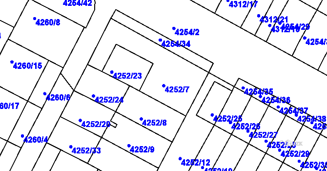 Parcela st. 4252/7 v KÚ Boskovice, Katastrální mapa