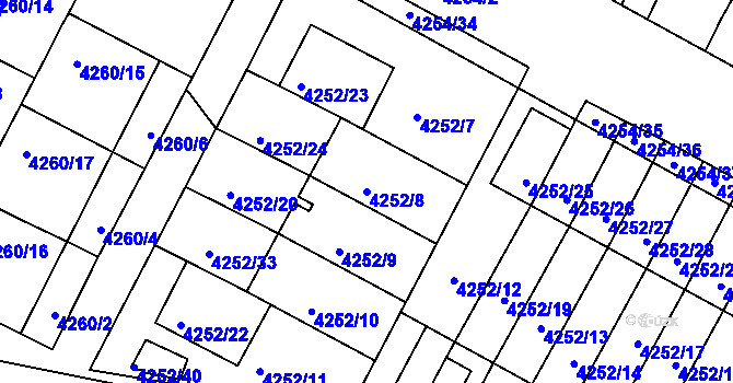 Parcela st. 4252/8 v KÚ Boskovice, Katastrální mapa