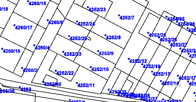 Parcela st. 4252/9 v KÚ Boskovice, Katastrální mapa