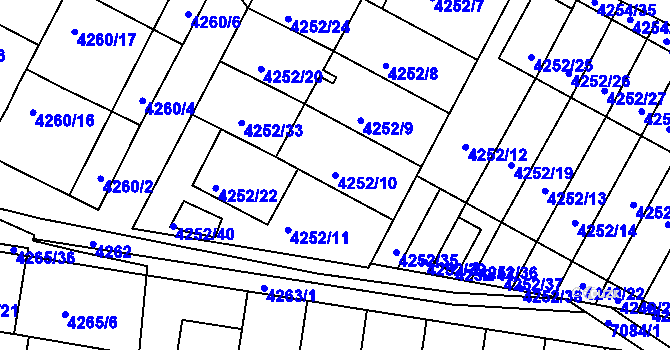 Parcela st. 4252/10 v KÚ Boskovice, Katastrální mapa