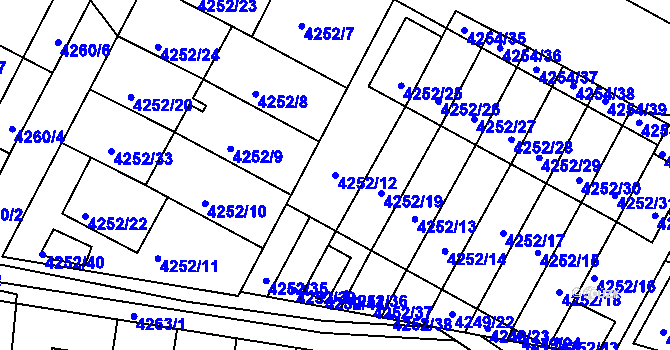 Parcela st. 4252/12 v KÚ Boskovice, Katastrální mapa