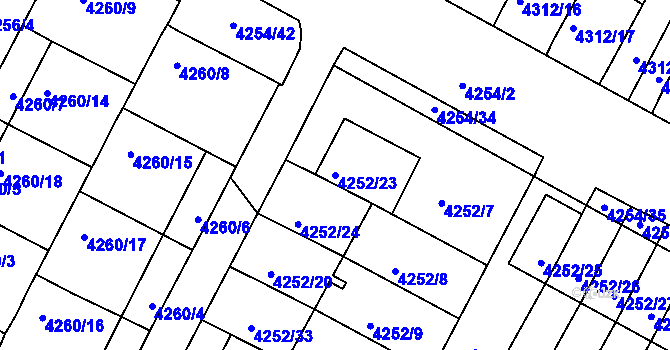 Parcela st. 4252/23 v KÚ Boskovice, Katastrální mapa