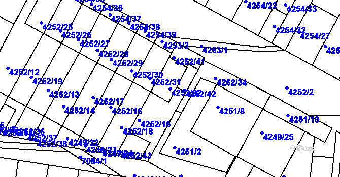 Parcela st. 4252/32 v KÚ Boskovice, Katastrální mapa