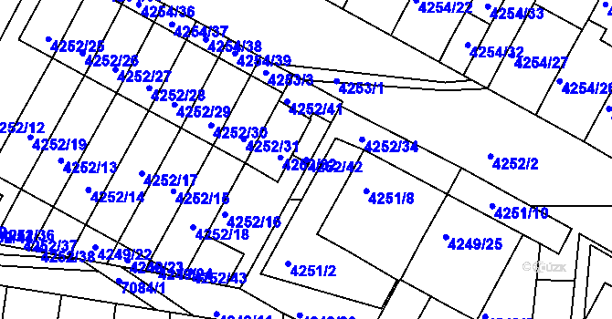 Parcela st. 4252/42 v KÚ Boskovice, Katastrální mapa