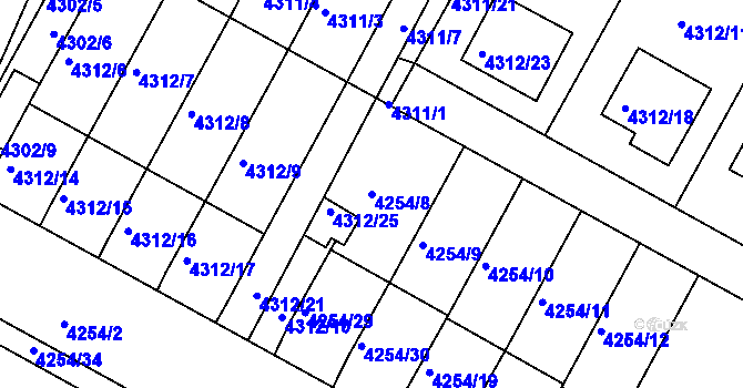 Parcela st. 4254/8 v KÚ Boskovice, Katastrální mapa