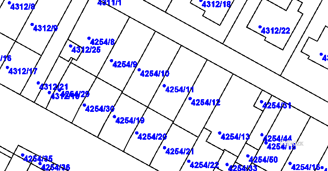 Parcela st. 4254/11 v KÚ Boskovice, Katastrální mapa