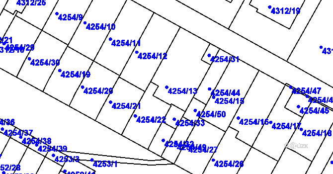 Parcela st. 4254/13 v KÚ Boskovice, Katastrální mapa