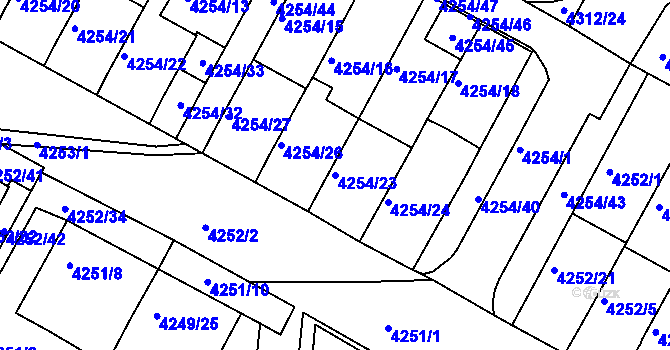 Parcela st. 4254/23 v KÚ Boskovice, Katastrální mapa