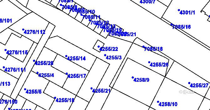 Parcela st. 4255/3 v KÚ Boskovice, Katastrální mapa