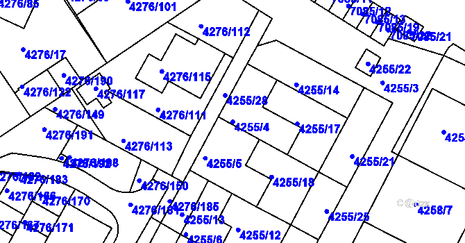 Parcela st. 4255/4 v KÚ Boskovice, Katastrální mapa