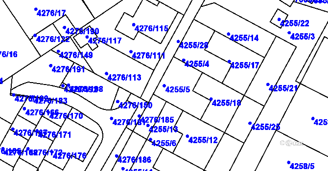 Parcela st. 4255/5 v KÚ Boskovice, Katastrální mapa