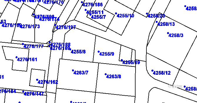 Parcela st. 4255/9 v KÚ Boskovice, Katastrální mapa