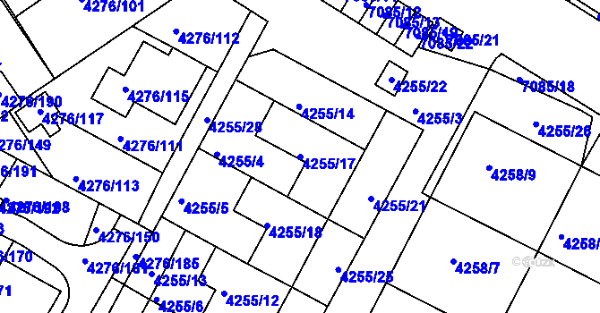 Parcela st. 4255/17 v KÚ Boskovice, Katastrální mapa