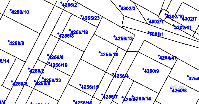 Parcela st. 4256/14 v KÚ Boskovice, Katastrální mapa
