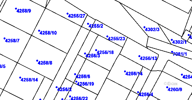 Parcela st. 4256/18 v KÚ Boskovice, Katastrální mapa