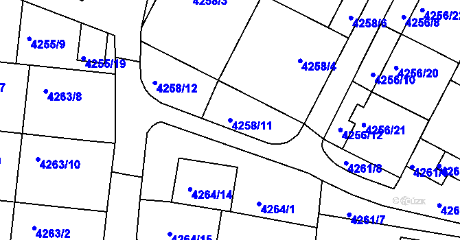 Parcela st. 4258/11 v KÚ Boskovice, Katastrální mapa
