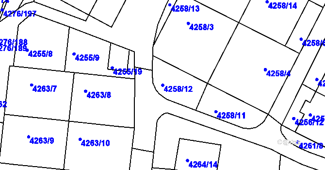 Parcela st. 4258/12 v KÚ Boskovice, Katastrální mapa