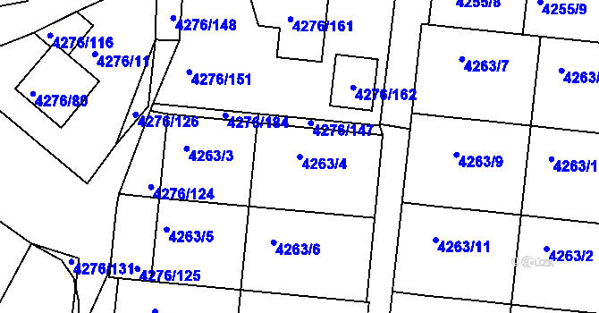 Parcela st. 4263/4 v KÚ Boskovice, Katastrální mapa