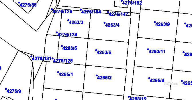 Parcela st. 4263/6 v KÚ Boskovice, Katastrální mapa