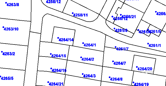 Parcela st. 4264/1 v KÚ Boskovice, Katastrální mapa