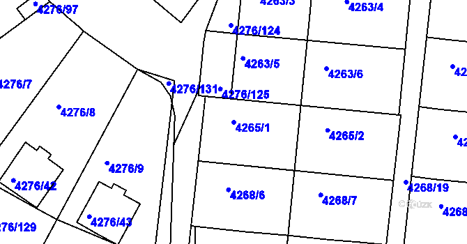 Parcela st. 4265/1 v KÚ Boskovice, Katastrální mapa