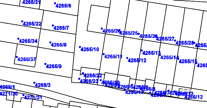 Parcela st. 4265/11 v KÚ Boskovice, Katastrální mapa