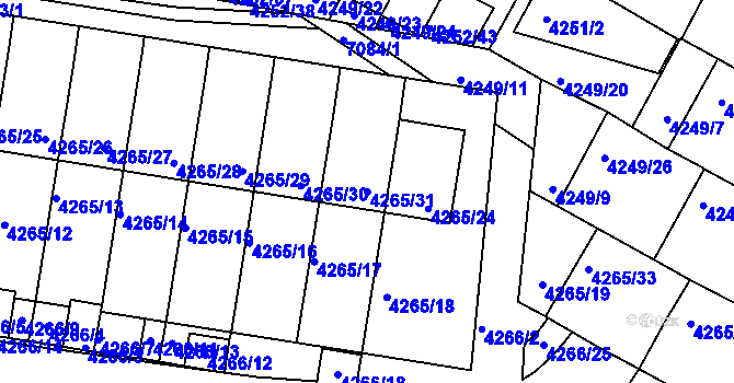 Parcela st. 4265/31 v KÚ Boskovice, Katastrální mapa