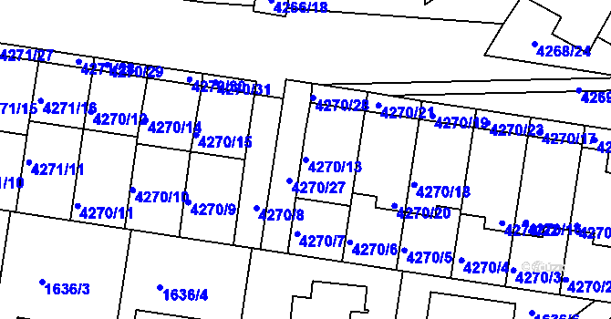 Parcela st. 4270/13 v KÚ Boskovice, Katastrální mapa