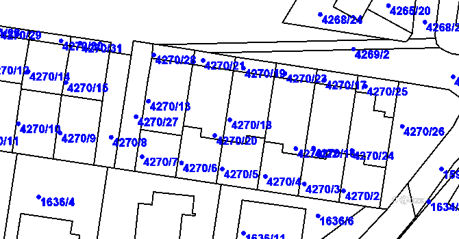 Parcela st. 4270/18 v KÚ Boskovice, Katastrální mapa