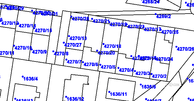 Parcela st. 4270/20 v KÚ Boskovice, Katastrální mapa