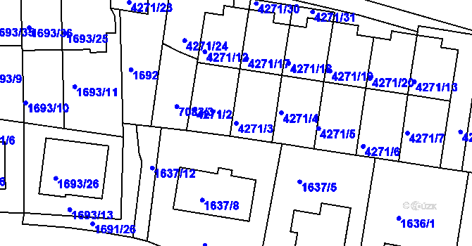 Parcela st. 4271/3 v KÚ Boskovice, Katastrální mapa