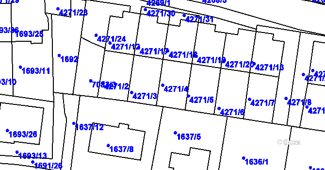 Parcela st. 4271/4 v KÚ Boskovice, Katastrální mapa