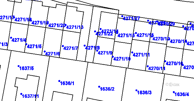 Parcela st. 4271/9 v KÚ Boskovice, Katastrální mapa