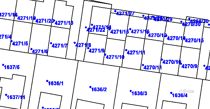 Parcela st. 4271/10 v KÚ Boskovice, Katastrální mapa