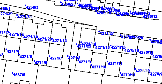 Parcela st. 4271/14 v KÚ Boskovice, Katastrální mapa